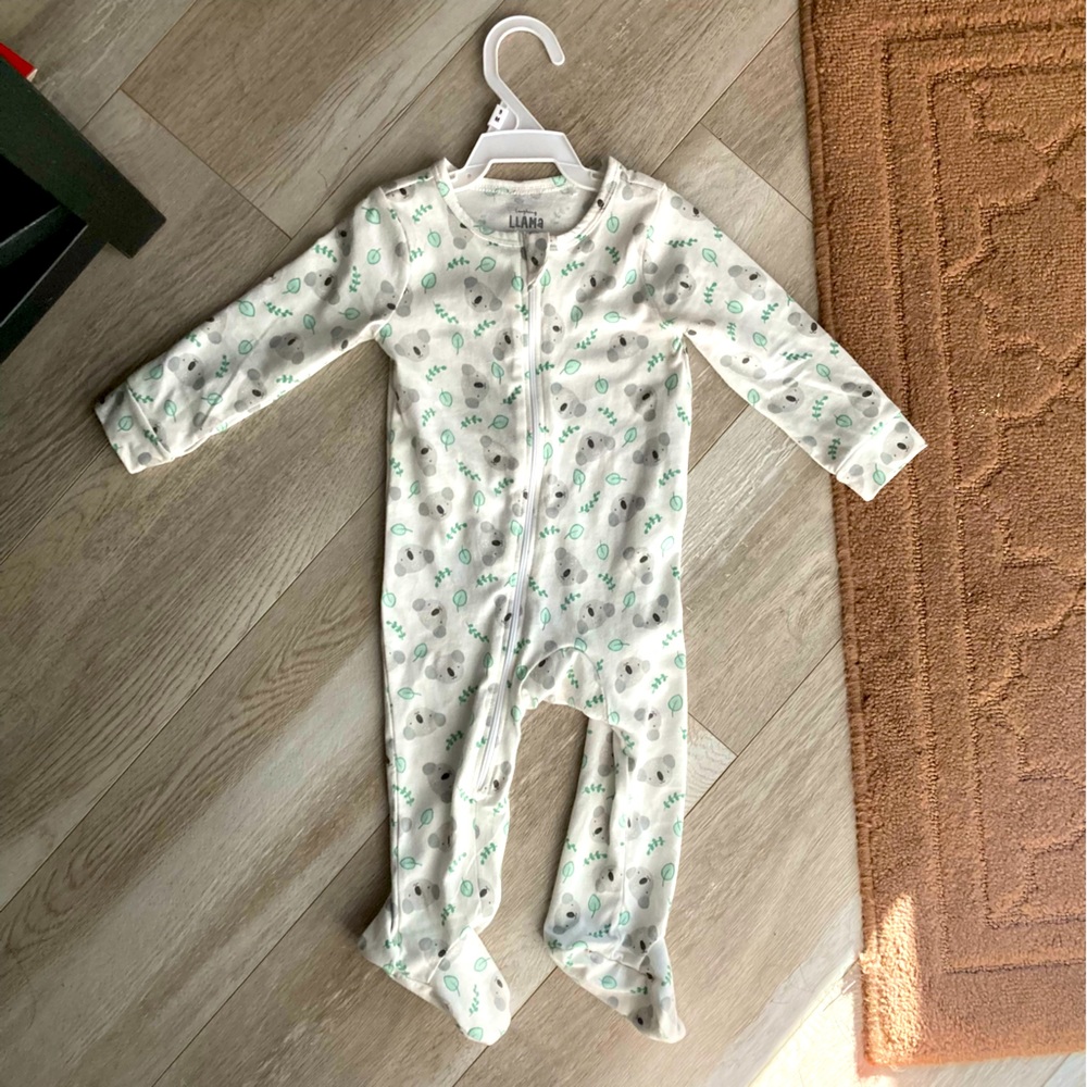 Koala bear with leaves - footie zip up onesie